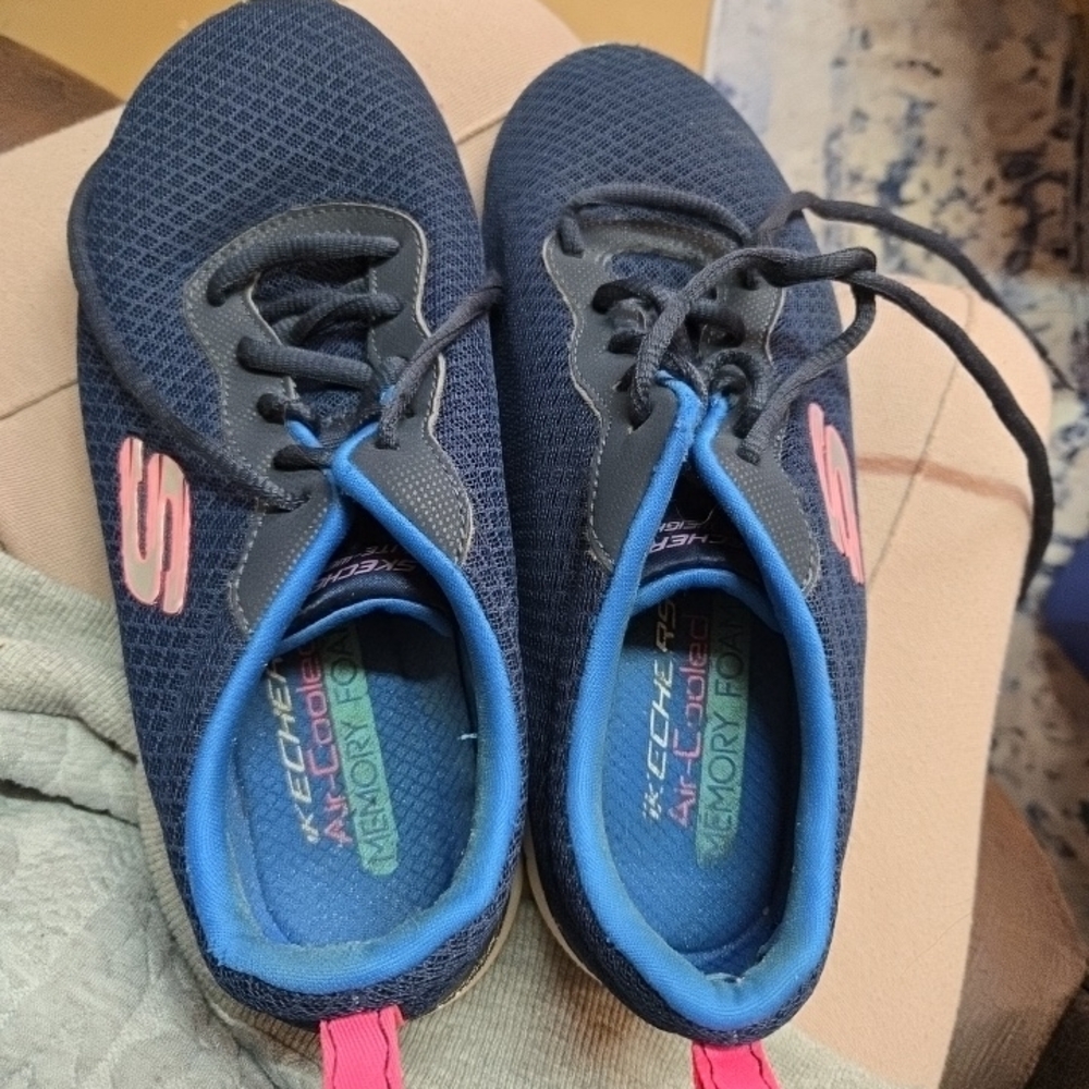 Skechers Lite Women's Sneakers Size 7 Navy‎ Air Cooled Memory Foam Washable